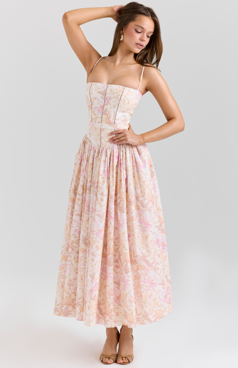 Celestina print cotton midi sundress