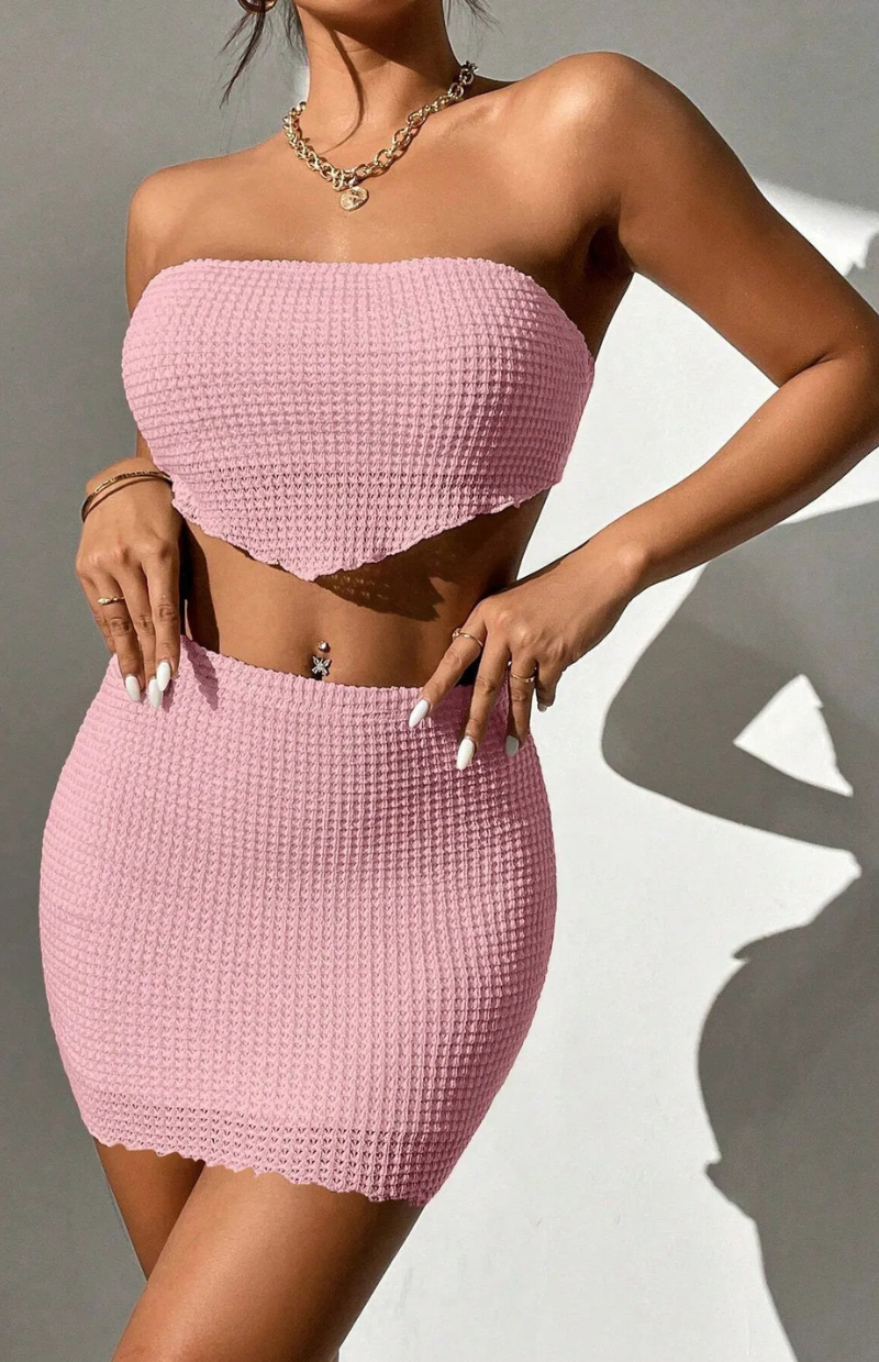 Aria – Textured Tube & Mini Skirt Set