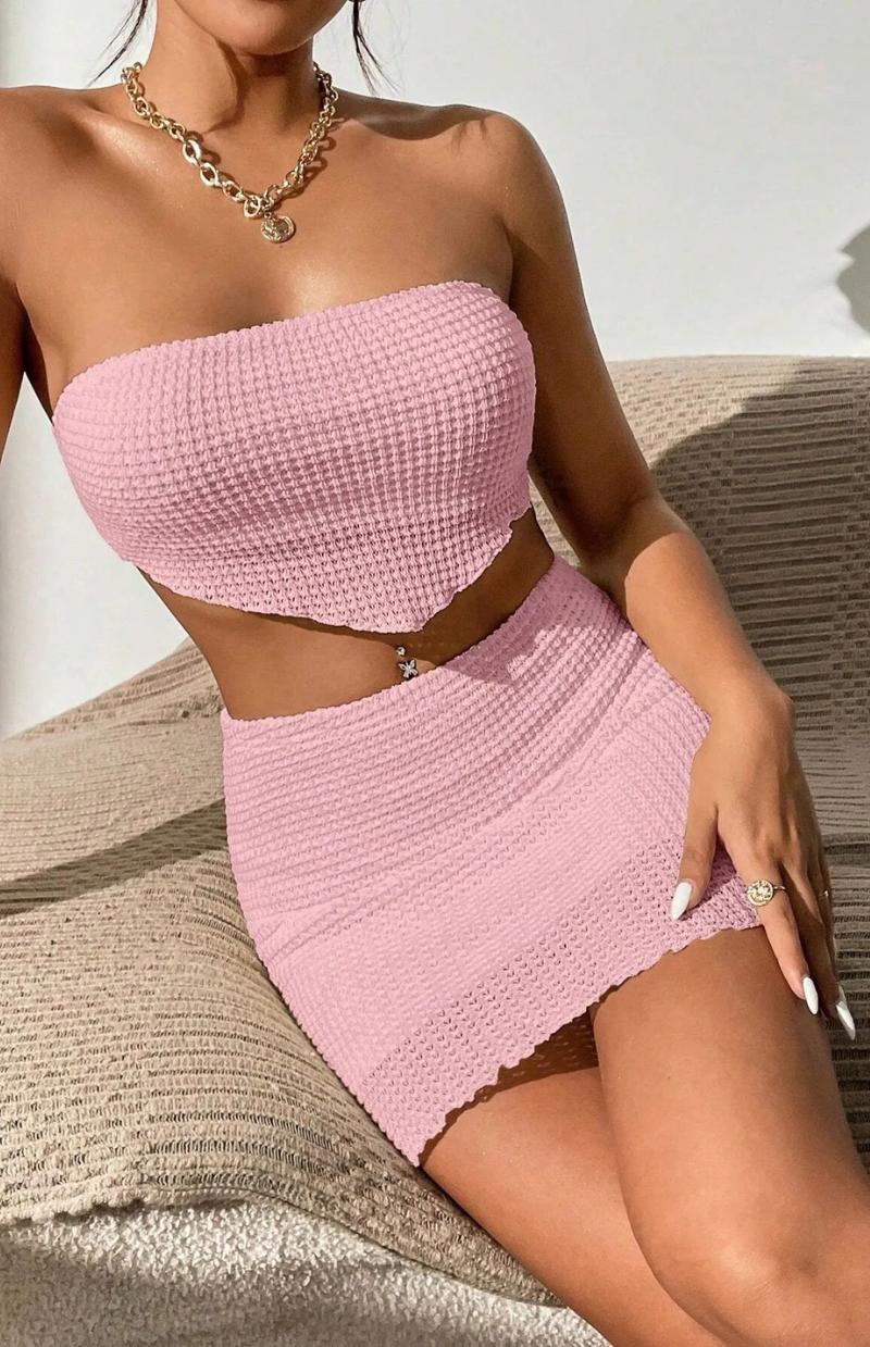 Aria – Textured Tube & Mini Skirt Set