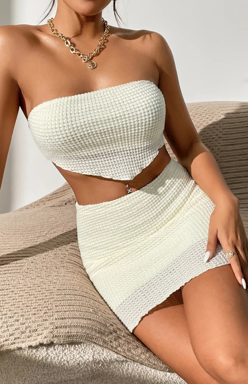 Aria – Textured Tube & Mini Skirt Set