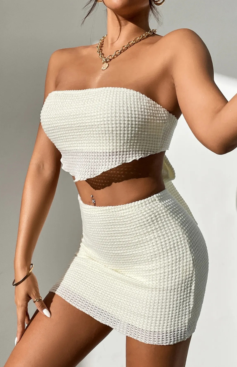 Aria – Textured Tube & Mini Skirt Set