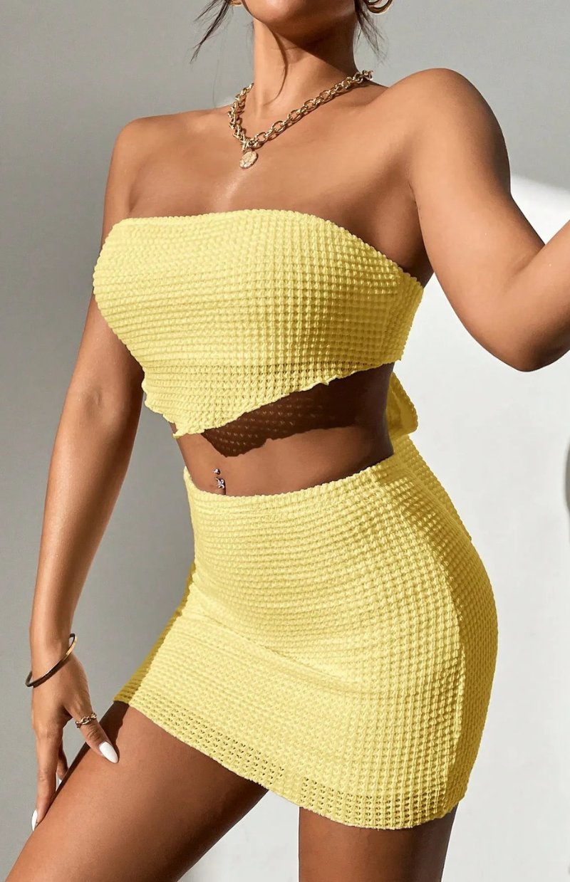 Aria – Textured Tube & Mini Skirt Set