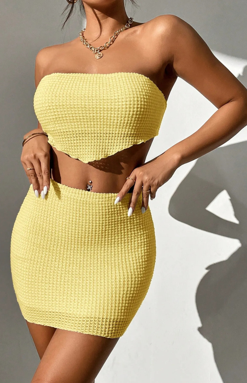 Aria – Textured Tube & Mini Skirt Set