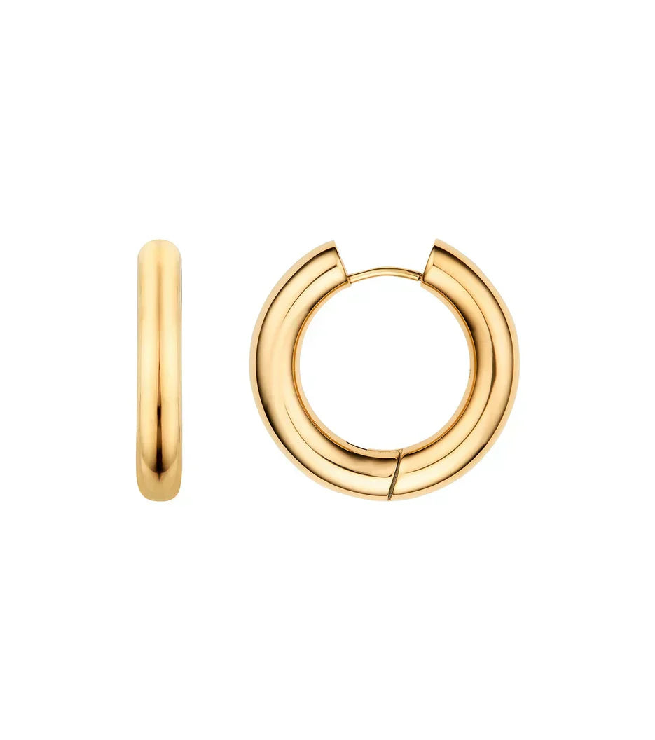 Medium Chunky Huggie Hoop Earrings (Gold)