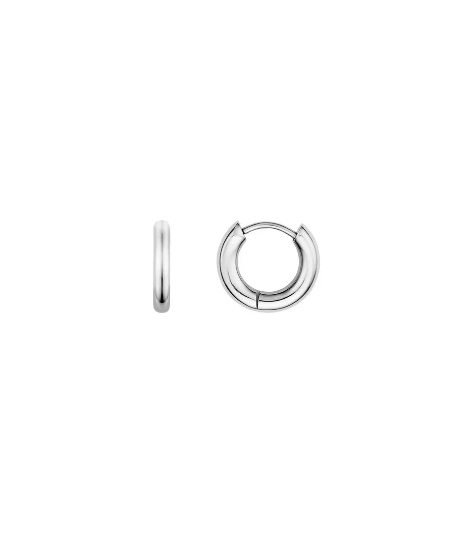 Mini Chunky Huggie Hoop Earrings (Silver)