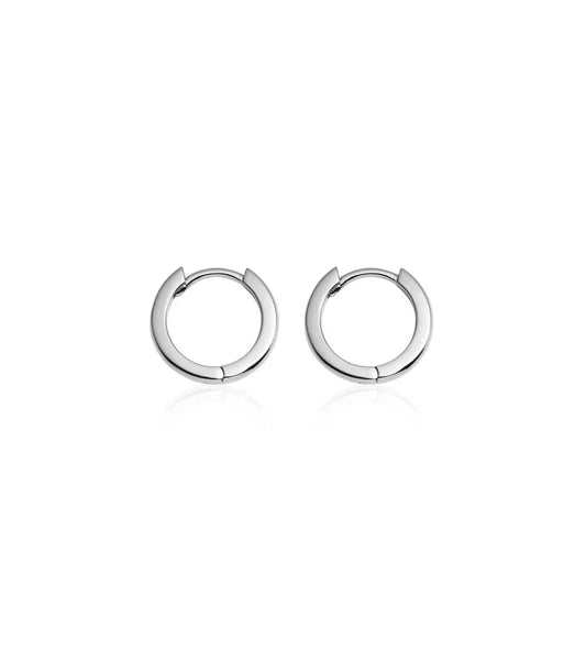 Sterling Silver Huggie Hoop Earrings (Silver)