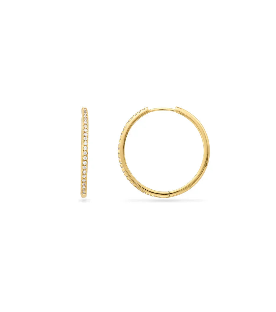 Large Beam Pavé Hoop Earring (Gold)