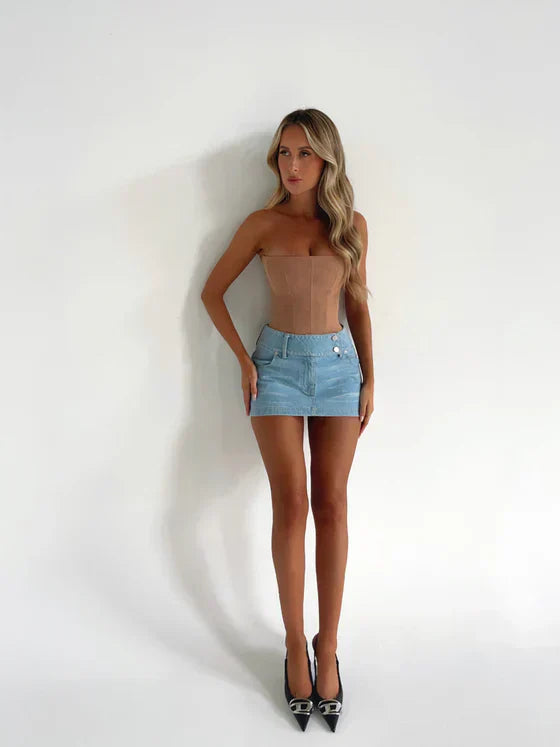 ARIA MESH CORSET TOP BEIGE
