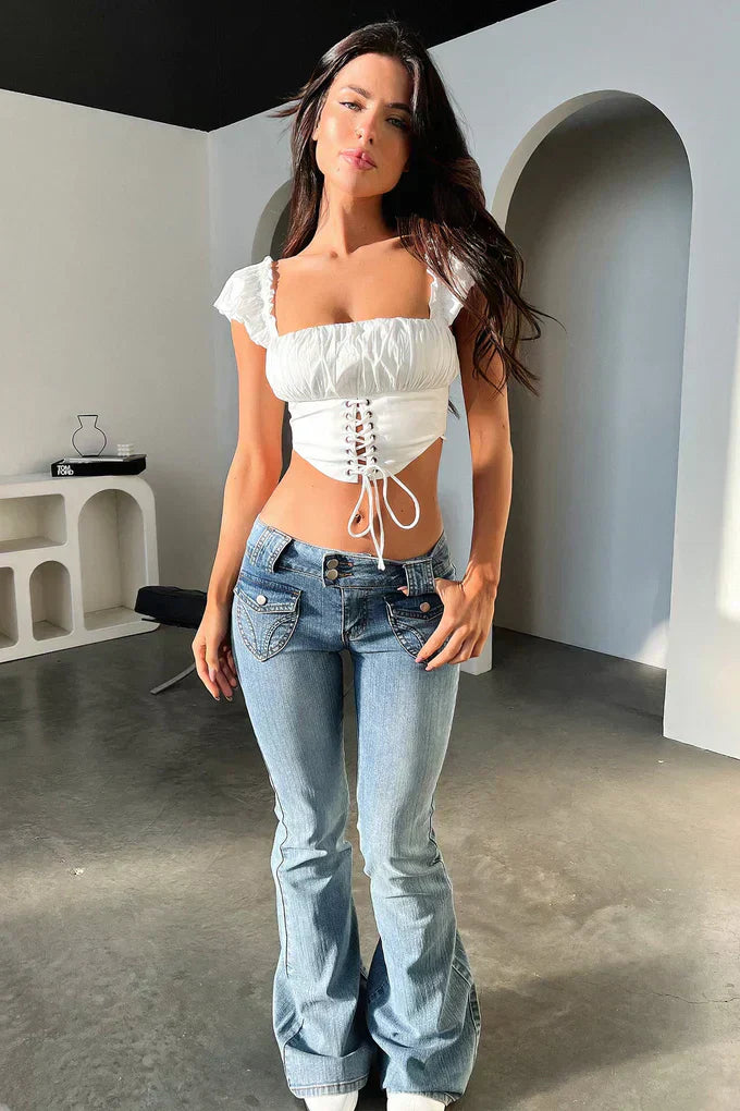 Miami Low Rise Denim Jeans - Blue Denim