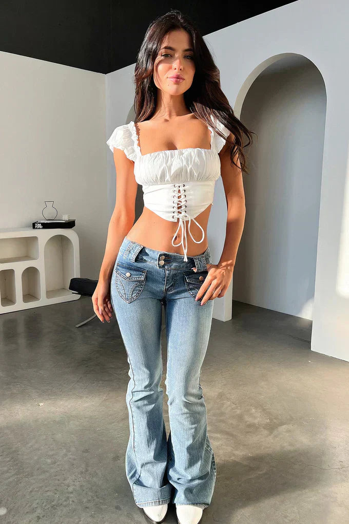 Miami Low Rise Denim Jeans - Blue Denim